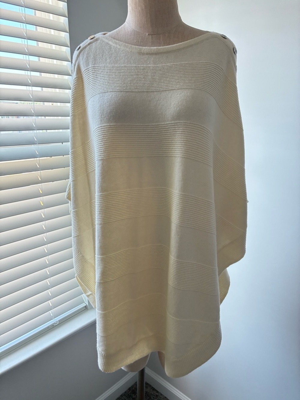 Talbots Women's Cream Wool-Blend Boat Neck Poncho